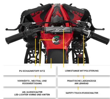 Preview: Elektro-Kinderquad Reneblade, Mini-Quad mit 1000 Watt 48 Volt, Federung, Scheibenbremsen, drosselbar, LEDs